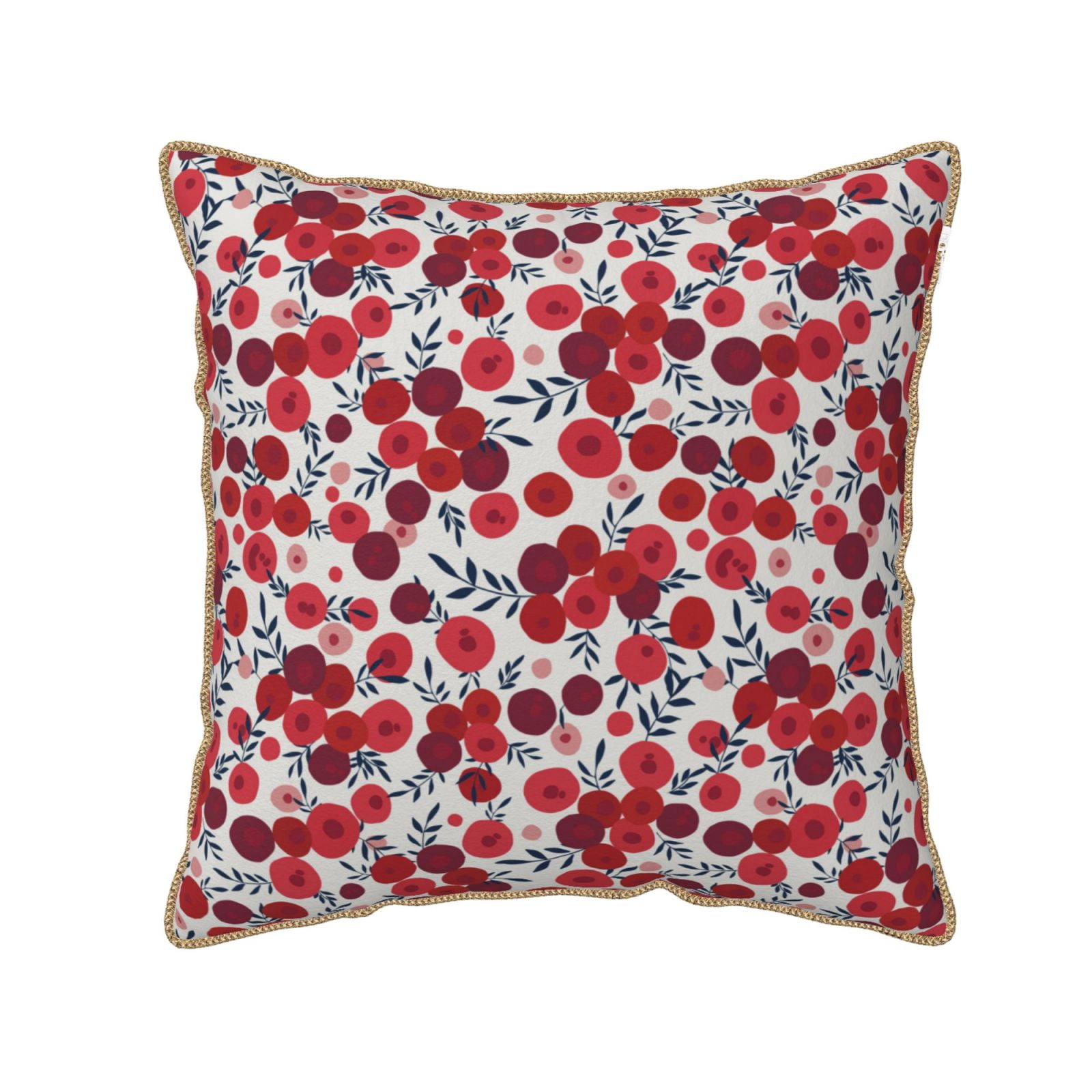 Fotbe Red Hawthorn Pattern Velvet Decorative Throw Pillow Covers with ...