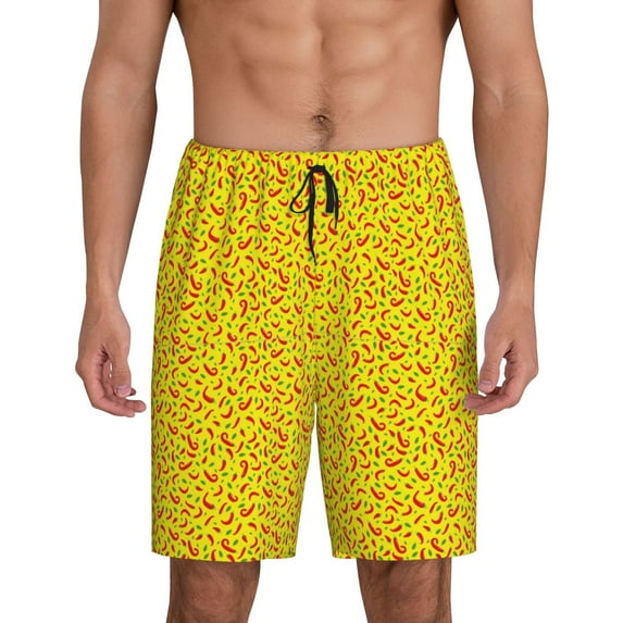 Fotbe Red Hot Chilly Pajama Shorts for Men, Men's Pajama Bottoms, Sleepwear,Short Pajama Pants-3X-Large