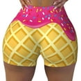 thumbnail image 1 of Fotbe Red Ice Cream Seamless Shorts, Womens Workout Shorts High Waist Stretch Booty Short for Gym/Yoga/Running/Biking-Small, 1 of 9