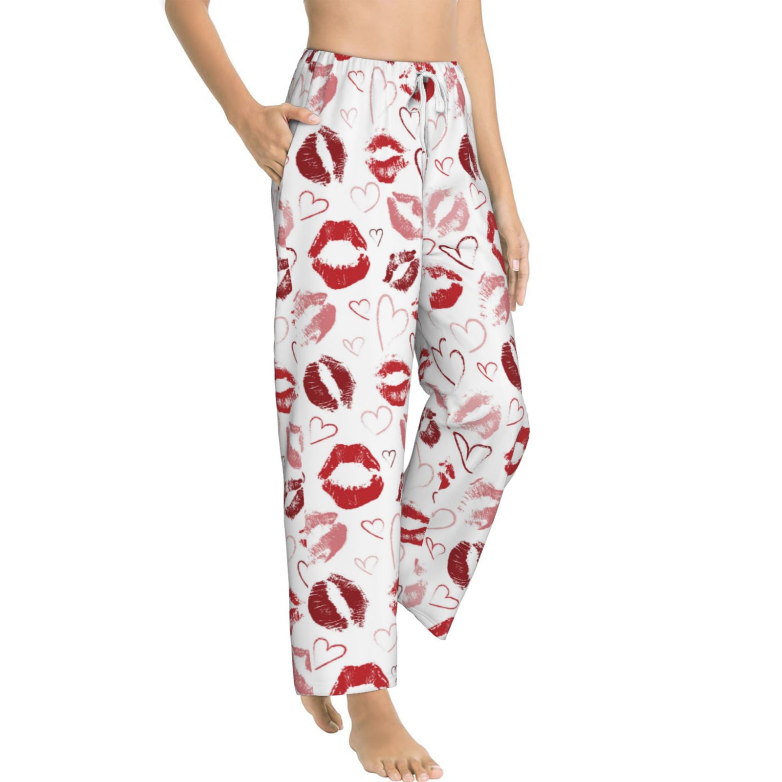 Fotbe Red Lips Women's Pajama Pants,Sleepwear Pants,Pj Bottoms