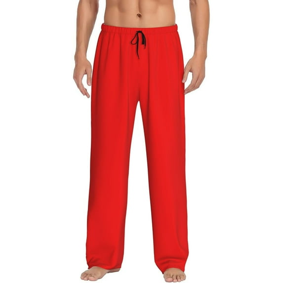 Fotbe Red Men's Pajama Pants,Sleepwear Pants,Pj Bottoms Drawstring And Pockets-Medium