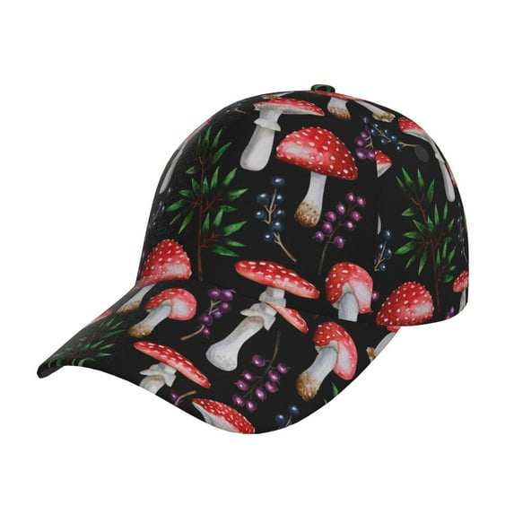 Fotbe Red Mushrooms Baseball Cap, Red Mushrooms Print Dad Hat,Outdoor Hat,Adjustable Sports Cap, Perfect For Activities
