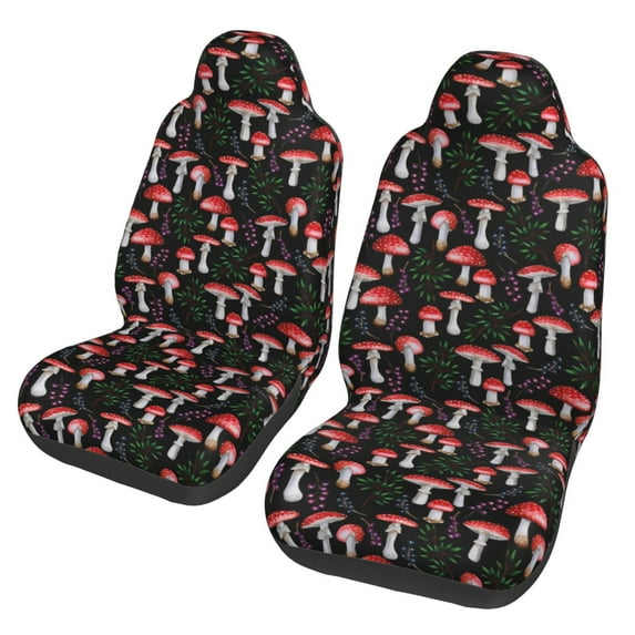 Fotbe Red Mushrooms Pattern Automotive Seat Covers for Cars Trucks and SUVs – Car Seat Covers for Front Seats,Protective Seat Covers,Vehicle Seat Covers, Set of 2