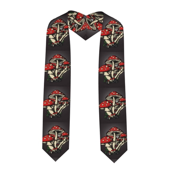 Fotbe Red Mushrooms Printed Class of 2024 Graduation Stole