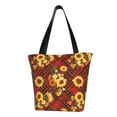 thumbnail image 1 of Fotbe Red Plaid Sunflower Pattern Beach Tote,Shoulder Handbag,Spacious Tote Bag,Lightweight Travel Bag,Versatile Shopping Bag, 1 of 1