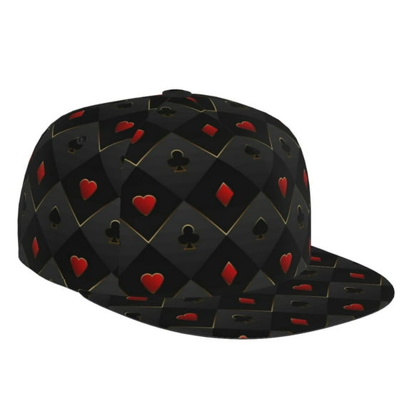 Fotbe Red Poker Flat Bill Visor Cap Classic Snapback Hat Polyester Foam Trucker Hat Trucker Cap Adjustable Baseball Cap