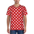 thumbnail image 1 of Fotbe Red Polka Dot Baseball Jersey Shirt for Men and Women, Casual Short Sleeves Button Down T-Shirt-Large, 1 of 9