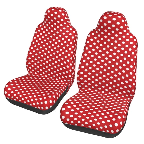 Fotbe Red Polka Dot Pattern Automotive Seat Covers for Cars Trucks and SUVs – Car Seat Covers for Front Seats,Protective Seat Covers,Vehicle Seat Covers, Set of 2