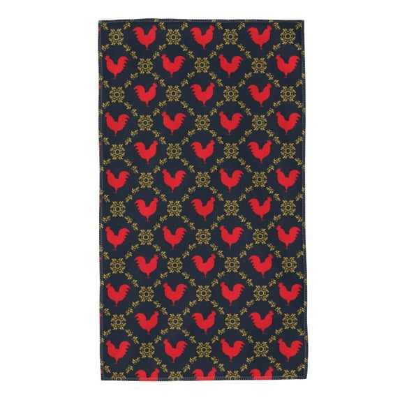 Fotbe Red Rooster Pattern Premium Towels , (27.5x16in) Lightweight and Highly Absorbent Quick Drying Microfiber Towel, Perfect for Daily Use