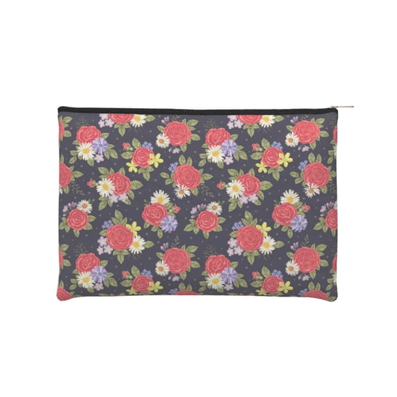 Fotbe Red Rose Flower Reusable Cosmetic Bag Makeup Bag for Women Large Travel Cosmetic Pouch Girls' Make Up Organizer