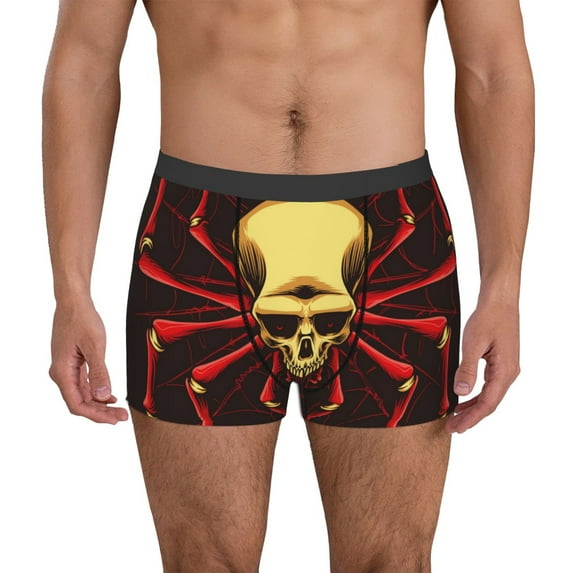 Fotbe Red Skull Spider Men’s Total Support Pouch Boxer Briefs, X-Temp Cooling, Moisture-Wicking Underwear, Regular, Long-leg and Trunk-X-Large