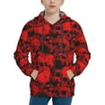 thumbnail image 1 of Fotbe Red Skulls 3 Pattern Youth Pullover Hooded Sweatshirt, Boys Hoodie, Kangaroo Pocket Hoodie for Kids Girls -X-Large, 1 of 6