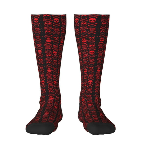 Fotbe Red Skulls With Crossbones print Women's Men's Novelty Crew Socks Cotton Socks Knee High Socks for Walking,Running,Nurses,Pregnancy