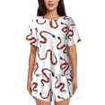 thumbnail image 1 of Fotbe Red Snake Print Pajama Set for Women 2 Piece Loungewear Short Sleeve Tops and Shorts Set Soft Sleepwear-Medium, 1 of 7