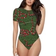 thumbnail image 1 of Fotbe Red Snake Women's Crew Neck Short Sleeves Bodysuit Tops Round Neck Slim Sleeveless Soft Comfortable Basic-Small, 1 of 9