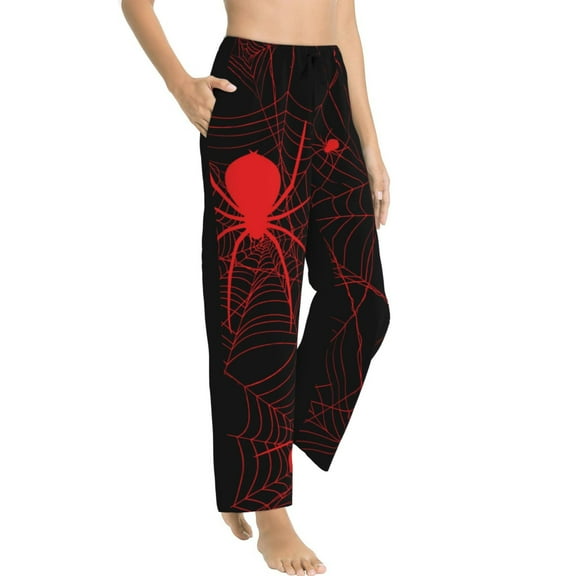 Fotbe Red Spider On The Web Women's Pajama Pants,Sleepwear Pants,Pj Bottoms Drawstring And Pockets-