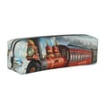 thumbnail image 1 of Fotbe Red Train Hot Air Balloon Pattern Leather Pencil Case, Pencil Pouch with Durable Zipper, Compact and Stylish Organizer for Stationery, Art Supplies, Travel Essentials, 1 of 7