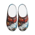 thumbnail image 1 of Fotbe Red Train Hot Air Balloon Pattern Women's Fuzzy Curly Fur Memory Foam Loafer Slippers Indoor Outdoor Slippers Winter Home Shoes-35/36, 1 of 7