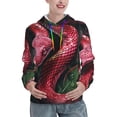 thumbnail image 1 of Fotbe Red Viper Jungle Intensity Pattern Womens Long Sleeve Hoodie, Pullover Hooded Sweatshirt, Kangaroo Pocket Hoodie with Eye-catching Drawstrings-X-Large, 1 of 7