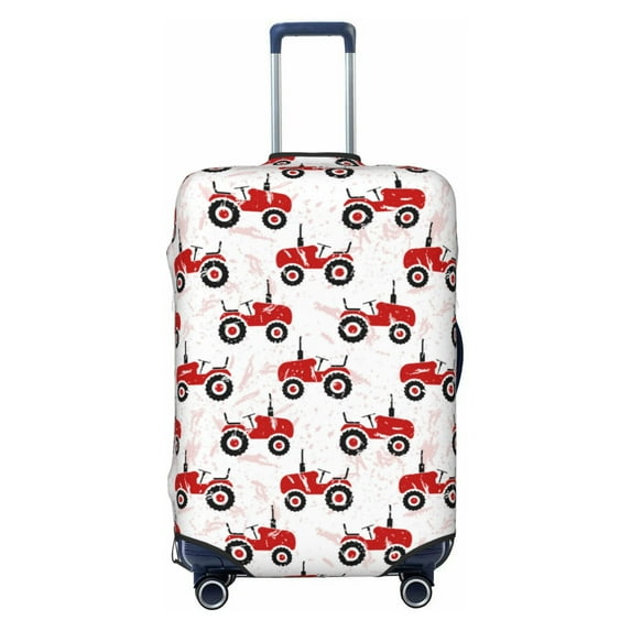 Fotbe Red Wheeled Tractors Luggage Cover Protector,Suitcase Protector,Scratch and Dirt Resistant,Fits 18-32 Inch Luggage-X-Large
