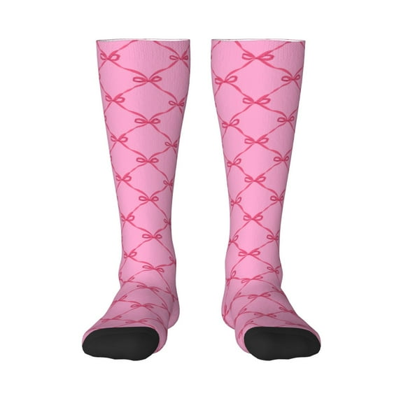 Fotbe Red ribbons print Women's Men's Novelty Crew Socks Cotton Socks Knee High Socks for Walking,Running,Nurses,Pregnancy