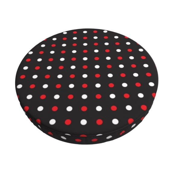 Fotbe Red and white polka dots Stool Covers Round,Waterproof Round Bar Stool Covers Bar Chair Covers Washable Stool Cushion Slipcover for 12-14 Inch Chair-12 inch