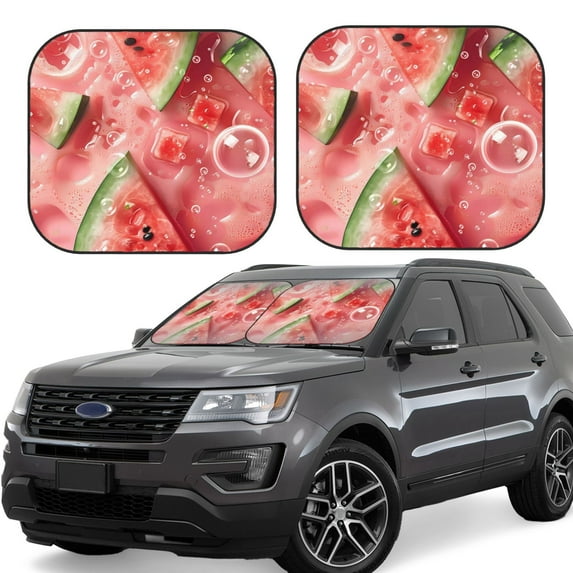 Fotbe Refreshing Watermelon Slices 2-Piece Car Windshield Sun Shade | Sun Blocker for Car Windshield | Foldable Automotive Interior Accessories for Sun Protection-Medium