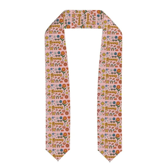 Fotbe Retro 70s Hippie Printed Class of 2024 Graduation Stole