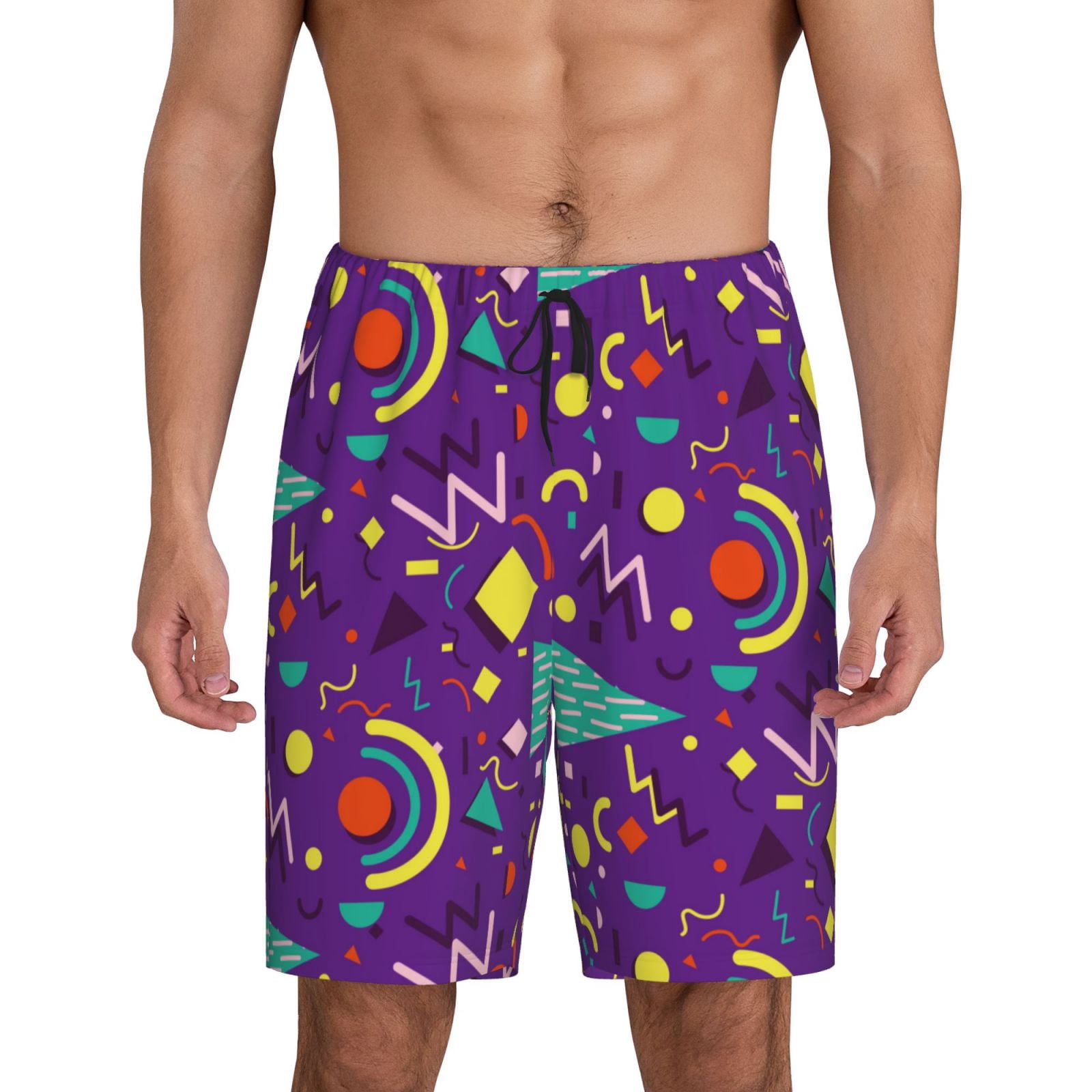 Fotbe Retro 80s Style Pajama Shorts for Men, Men's Pajama Bottoms