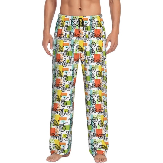 Fotbe Retro Bike Men's Pajama Pants,Sleepwear Pants,Pj Bottoms Drawstring And Pockets-Large