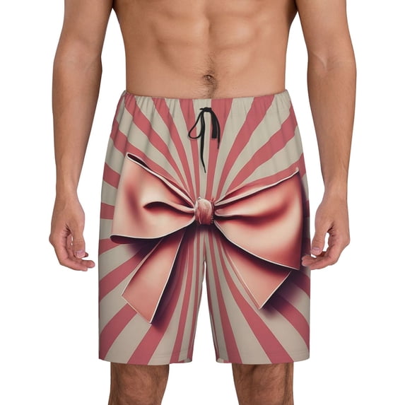 Fotbe Retro Bow Pajama Shorts for Men, Men's Pajama Bottoms, Sleepwear,Short Pajama Pants-4X-Large