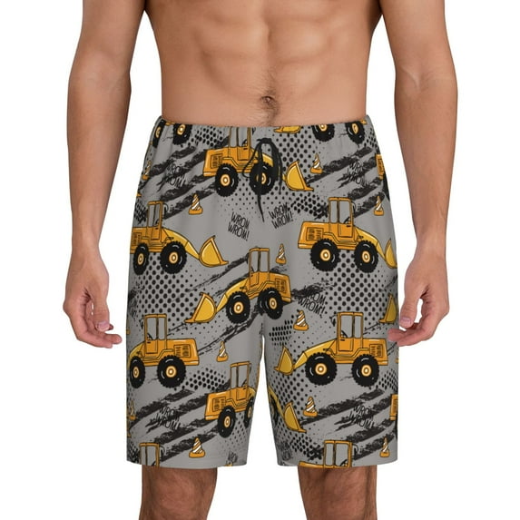 Fotbe Retro Excavator Pajama Shorts for Men, Men's Pajama Bottoms, Sleepwear,Short Pajama Pants-XX-Large