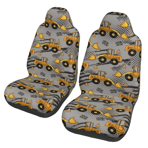 Fotbe Retro Excavator Pattern Automotive Seat Covers for Cars Trucks and SUVs – Car Seat Covers for Front Seats,Protective Seat Covers,Vehicle Seat Covers, Set of 2
