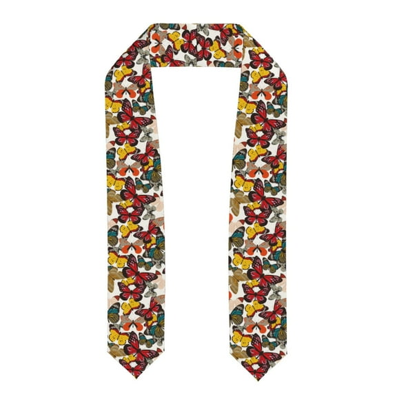 Fotbe Retro Floral Butterfly Printed Class of 2024 Graduation Stole