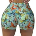 thumbnail image 1 of Fotbe Retro Flying Butterflies Seamless Shorts, Womens Workout Shorts High Waist Stretch Booty Short for Gym/Yoga/Running/Biking-Large, 1 of 9