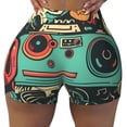 thumbnail image 1 of Fotbe Retro Pop Art Collage Seamless Shorts, Womens Workout Shorts High Waist Stretch Booty Short for Gym/Yoga/Running/Biking-Small, 1 of 9