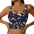 thumbnail image 1 of Fotbe Retro Rabbit Flower Pattern Womens' Sports Bra Longline Wirefree Padded with Medium Support Sports Moisture-Wicking Workou Vest,Tank Top-, 1 of 9