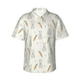 thumbnail image 1 of Fotbe Retro Rabbit Hawaiian Shirt for Men Unisex Summer Beach Casual Short Sleeve Cotton Linen Button Down Shirts-Large, 1 of 9