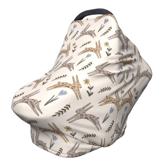 Fotbe Retro Rabbit Pattern Car Seat Covers for Babies, Nursing Breastfeeding Cover Infant Carseat Canopy, Soft Stretchy Carrier Cover