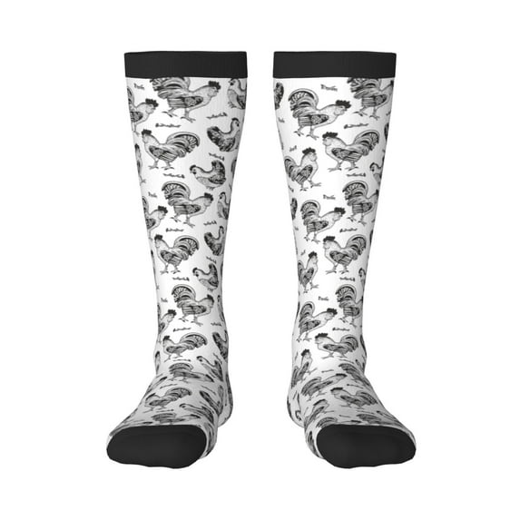 Fotbe Retro Rooster print Women's Men's Novelty Crew Socks Cotton Socks Knee High Socks for Walking,Running,Nurses,Pregnancy