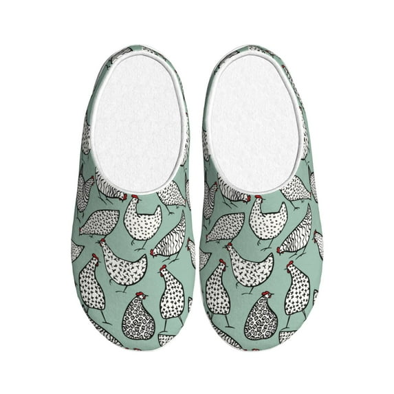 Fotbe Retro Rooster4 Pattern Women's Fuzzy Curly Fur Memory Foam Loafer Slippers Indoor Outdoor Slippers Winter Home Shoes-40/41