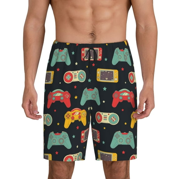 Fotbe Retro Video Game Pajama Shorts for Men, Men's Pajama Bottoms, Sleepwear,Short Pajama Pants-Small