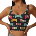 thumbnail image 1 of Fotbe Retro Video Game Pattern Womens' Sports Bra Longline Wirefree Padded with Medium Support Sports Moisture-Wicking Workou Vest,Tank Top-Small, 1 of 7
