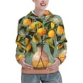 thumbnail image 1 of Fotbe Retro Warm Lemon Flower Pattern Womens Long Sleeve Hoodie, Pullover Hooded Sweatshirt, Kangaroo Pocket Hoodie with Eye-catching Drawstrings-X-Large, 1 of 7