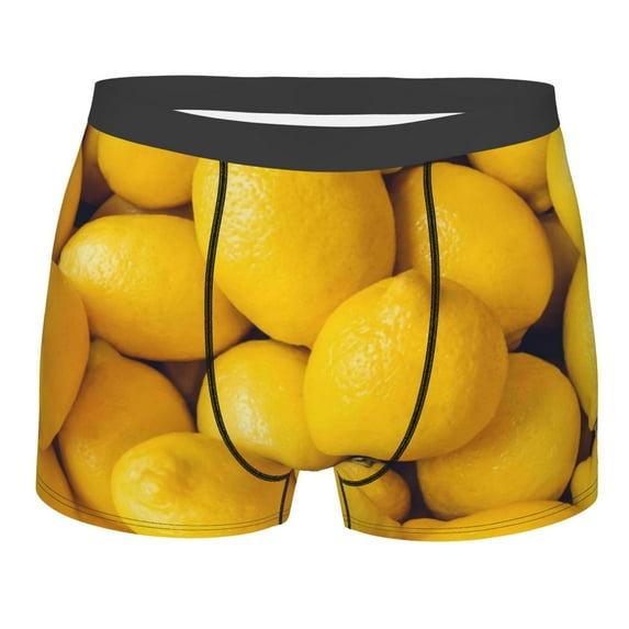 Fotbe Ripe Yellow Lemon Men’s Total Support Pouch Boxer Briefs, X-Temp Cooling, Moisture-Wicking Underwear, Regular, Long-leg and Trunk-