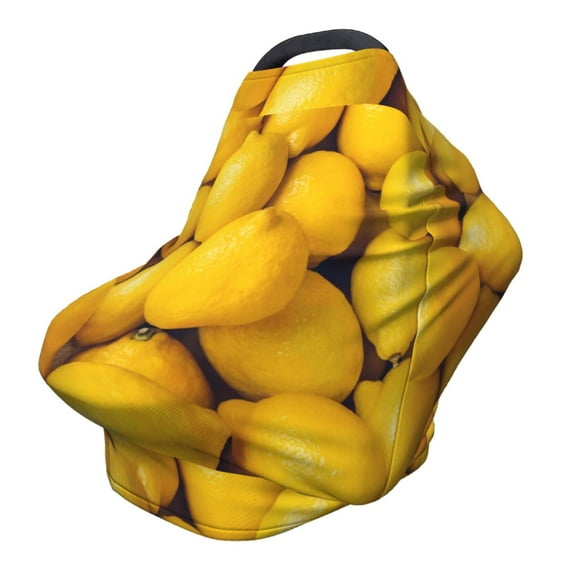 Fotbe Ripe Yellow Lemon Pattern Car Seat Covers for Babies, Nursing Breastfeeding Cover Infant Carseat Canopy, Soft Stretchy Carrier Cover
