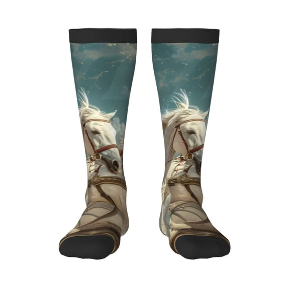 Fotbe Roman Chariot Horse Race print Women's Men's Novelty Crew Socks Cotton Socks Knee High Socks for Walking,Running,Nurses,Pregnancy