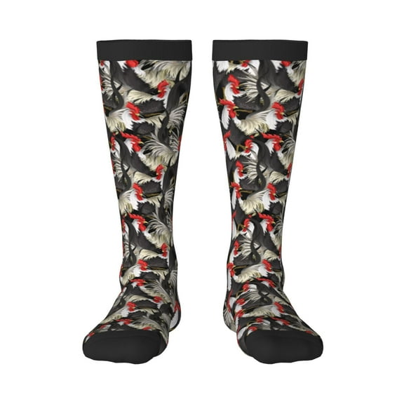 Fotbe Roosters 2 print Women's Men's Novelty Crew Socks Cotton Socks Knee High Socks for Walking,Running,Nurses,Pregnancy