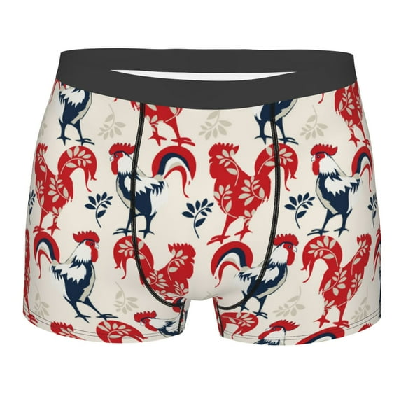 Fotbe Roosters Men’s Total Support Pouch Boxer Briefs, X-Temp Cooling, Moisture-Wicking Underwear, Regular, Long-leg and Trunk-Small