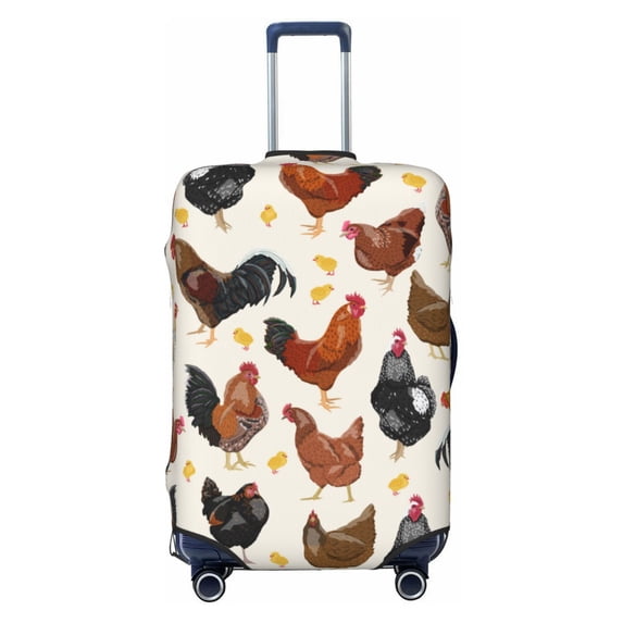 Fotbe Roosters and Chickens Luggage Cover Protector,Suitcase Protector,Scratch and Dirt Resistant,Fits 18-32 Inch Luggage-Small